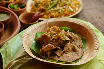 Lacha paratha, puff pastry. Traditional Indian flat bread paratha
