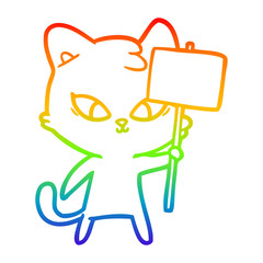rainbow gradient line drawing cute cartoon cat