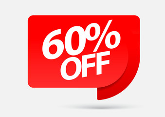 Sale of special offers. Discount with the price is 60 . An ad with a red tag for an advertising campaign at retail on the day of purchase. vector illustration
