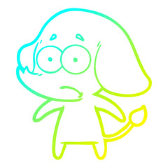 cold gradient line drawing cartoon unsure elephant