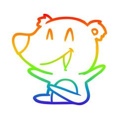 rainbow gradient line drawing laughing bear cartoon