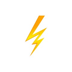 Lighting thunder bolt flash yellow icon set in flat style isolated on white background. Vector