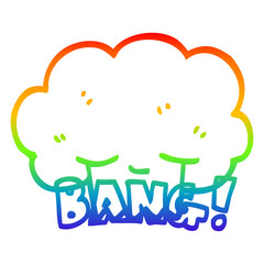 rainbow gradient line drawing cartoon explosion bang