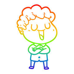 rainbow gradient line drawing laughing cartoon man