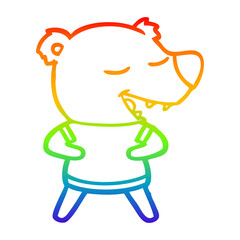 rainbow gradient line drawing cartoon bear