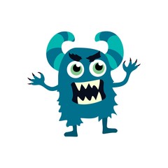Cartoon flat monsters icon. Colorful kids toy cute monster. Vector