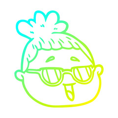 cold gradient line drawing cartoon female face