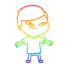 rainbow gradient line drawing cartoon boy
