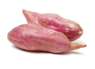 sweet potatoes on the white background