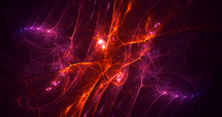 3D rendering abstract red fractal light background
