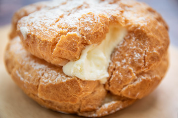 Choux cream, close-up photos, macro images.