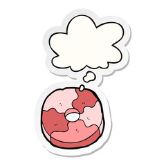 cartoon biscuit and thought bubble as a printed sticker