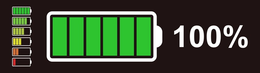 Vector battery indicator. Battery icon for various device interface design.