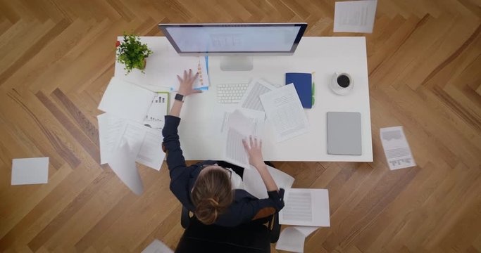 Office lady throwing papers