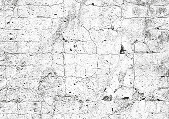 Distress old cracked concrete texture, vector illustration. Black and white grunge background. Stone, asphalt, plaster, marble.