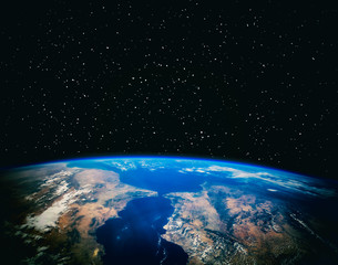 View of the planet earth from space. Gas, nebula, stars. The elements of this image furnished by...