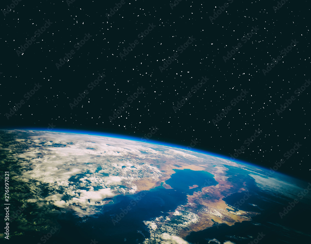 Wall mural view of the planet earth from space. gas, nebula, stars. the elements of this image furnished by nas
