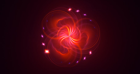 3D rendering abstract red fractal light background