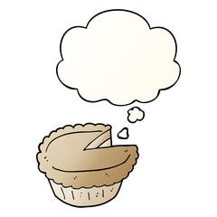 cartoon pie and thought bubble in smooth gradient style