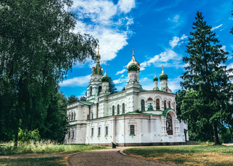 Old Sampson Church in the memorial complex Poltava Battle Field. Orthodox Christian church at the site of the victory of Peter the 1st over the Swedes