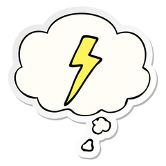 cartoon lightning bolt and thought bubble as a printed sticker