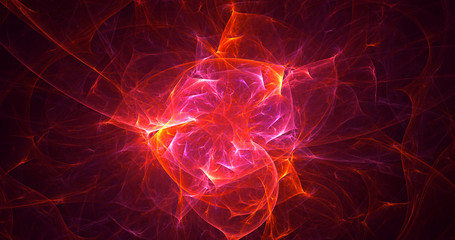 3D rendering abstract red fractal light background