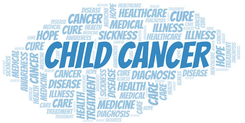 Child Cancer word cloud. Vector made with text only.