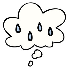 cartoon rain and thought bubble