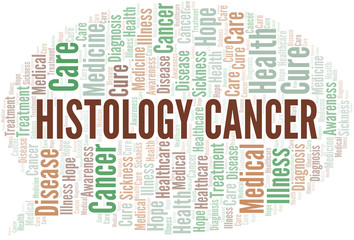 Histology Cancer word cloud. Vector made with text only.