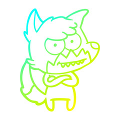 cold gradient line drawing cartoon grinning fox