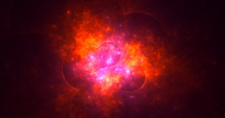 3D rendering abstract red fractal light background