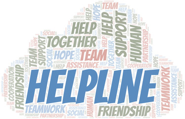 Obraz premium Helpline word cloud. Vector made with text only.