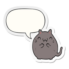 happy cartoon cat and speech bubble sticker