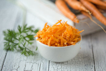 carrot salad , Clean eating, raw vegetarian food concept.