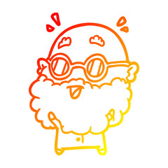 warm gradient line drawing cute surprised old man