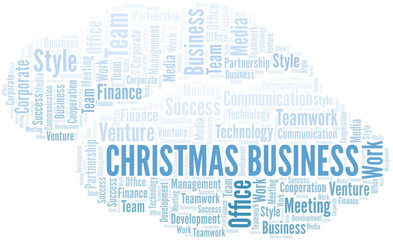 Obraz premium Christmas Business word cloud. Collage made with text only.