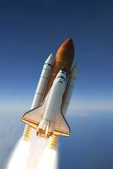 Flying rocket. Rocket launch. The elements of this image furnished by NASA. © wowinside