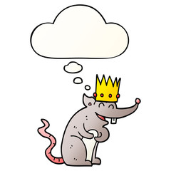 cartoon rat king laughing and thought bubble in smooth gradient style