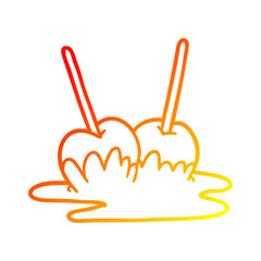 warm gradient line drawing toffee apples