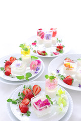 お花ゼリーのデザートプレート