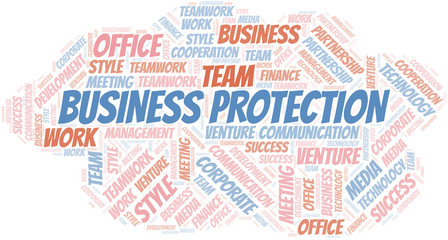Fototapeta premium Business Protection word cloud. Collage made with text only.