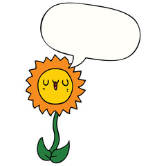 cartoon flower and speech bubble