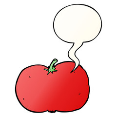 cartoon tomato and speech bubble in smooth gradient style
