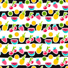 Tropical fruits seamless vector pattern