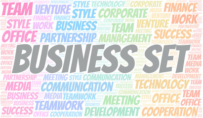 Fototapeta premium Business Set word cloud. Collage made with text only.