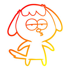 warm gradient line drawing cartoon bored dog