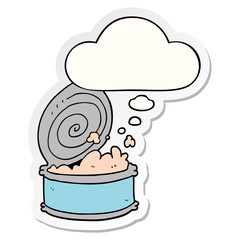 cartoon canned fish and thought bubble as a printed sticker