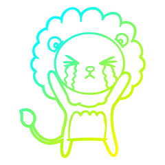 cold gradient line drawing cartoon crying lion