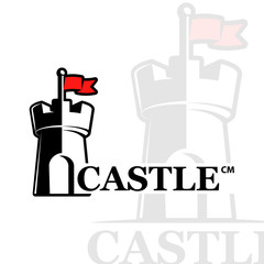 Vector logo retro style, emblem, company logo, banner. Black and white image of the fortress, castle, tower. On a white background. A symbol of protection, unassailability, stability.