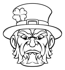 Leprechaun tough cartoon St Patricks Day character or sports mascot